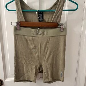 Comfrt Contour Rib Collection  Ribbed Tank & Bike Short Set - In a Pine Colorway